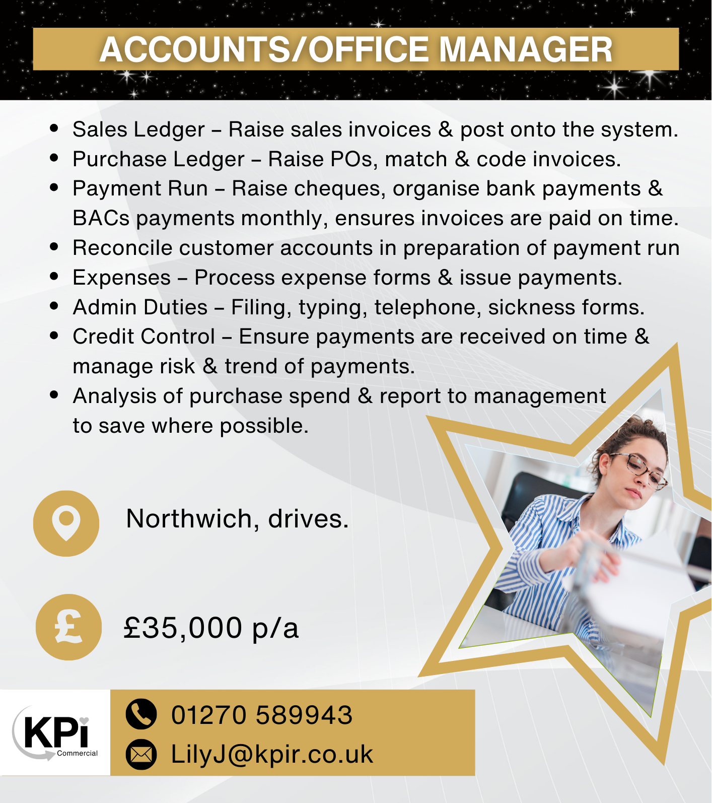 Accounts/Office Manager - KPI Commercial
