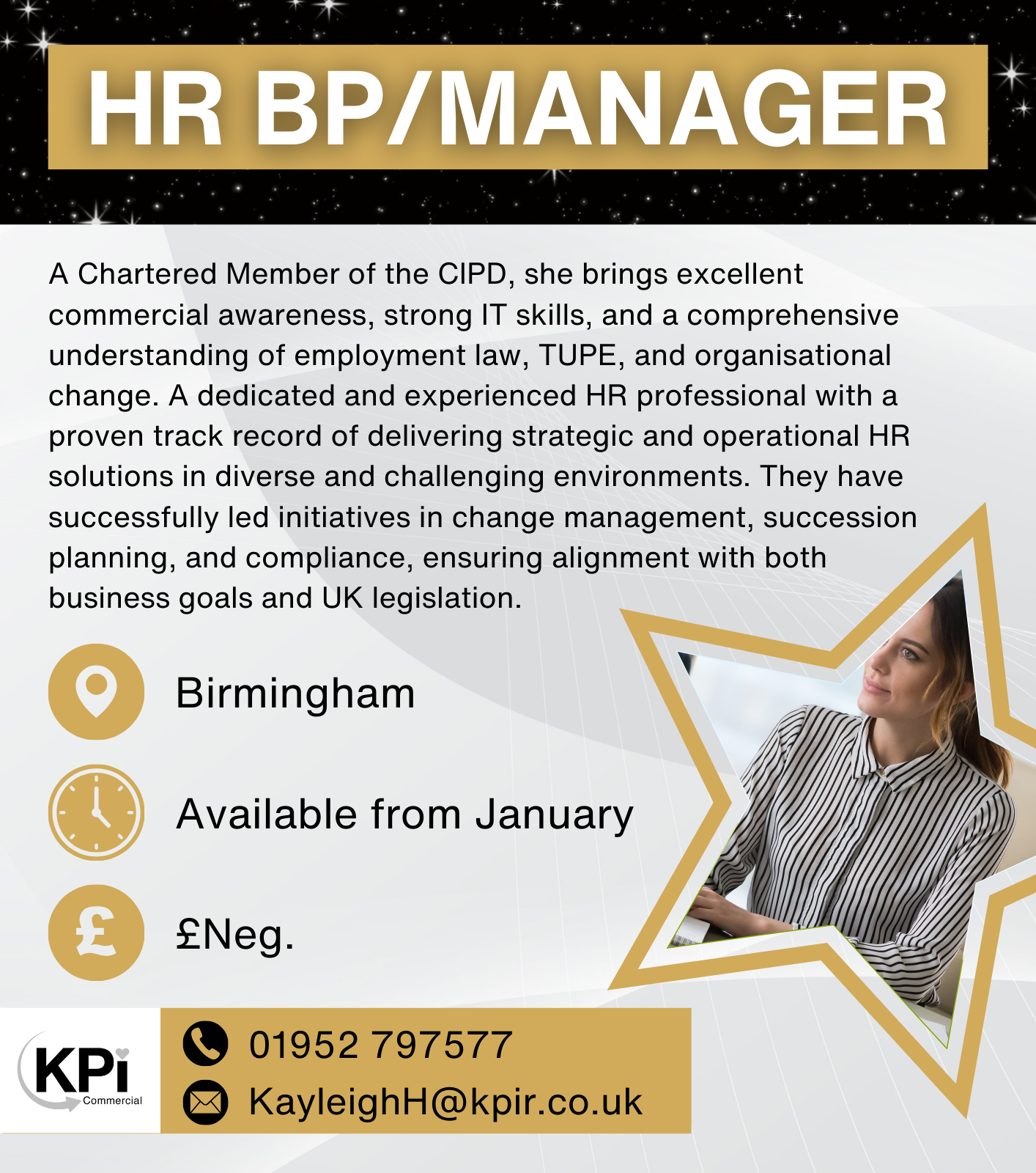 HR Business Partner/Manager - KPI Commercial