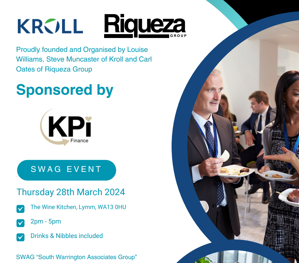 KPI Finance sponsors SWAG Event at The Wine Kitchen in Lymm. 
